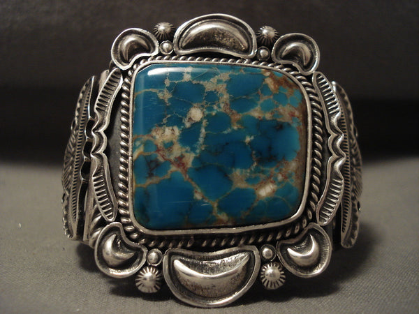 Opulent Vintage Navajo Tommy Moore Turquoise Silver Bracelet