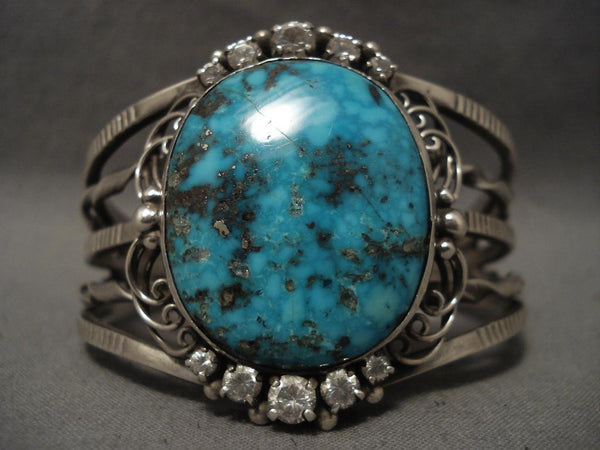 Phenomenal Vintage Navajo Persian Turquoise Silver Bracelet