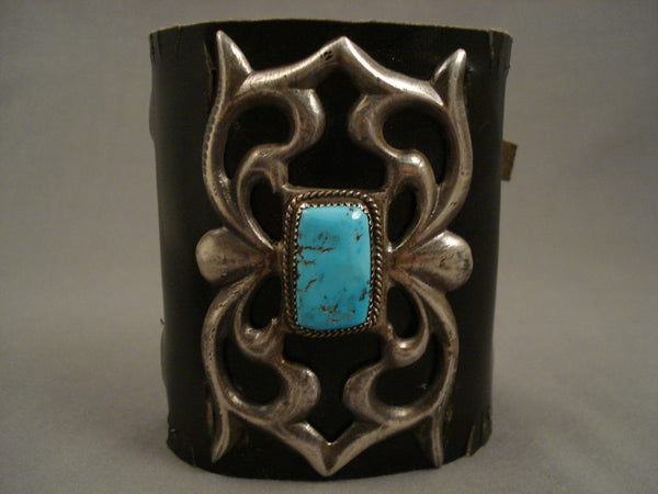 Powerful Vintage Navajo Turquoise Silver Ketoh Bracelet Old Vtg
