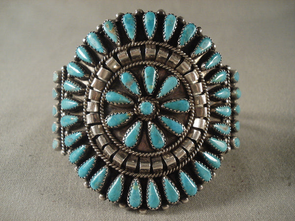 Huge Vintage Navajo Turquoise tears Of Joy Silver Bracelet Old