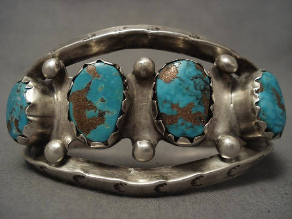 Knockout Vintage Navajo Persian Turquoise Silver Bracelet