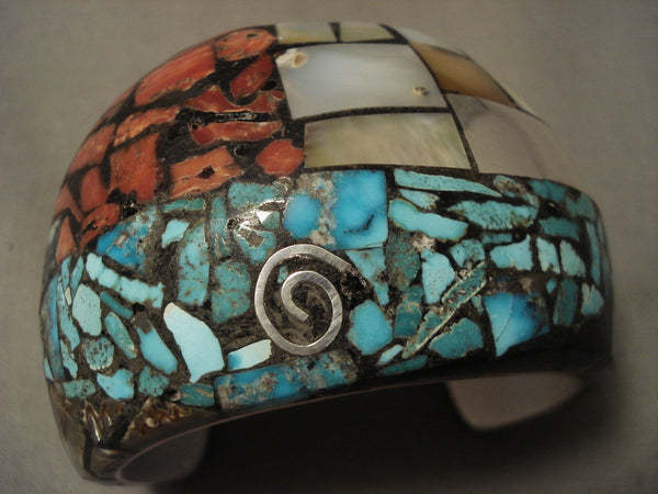 Museum Vintage Santo Domingo/ Navajo Turquoise Coral Silver Bracelet
