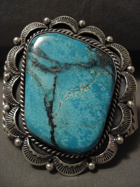 Huge Navajo Blue Diamond Turquoise Silver Bracelet