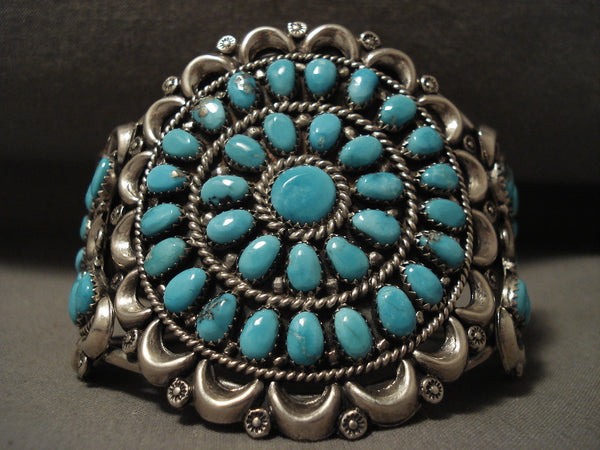 Museum Vintage Navajo Turquoise 'Wave' Silver Bracelet Old Cuff