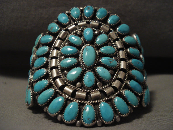 Huge Vintage Navajo 'Fat Turquoise' Silver Bracelet Cuff
