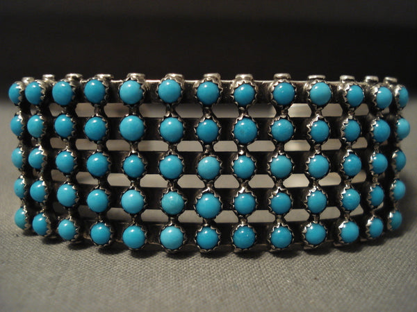 Museum Vintage Navajo Snake Eye Turquoise Silver Bracelet
