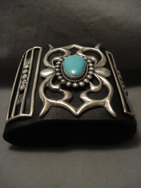 Mighty Flank Vintage Naqvajo Turquoise Silver Ketoh Bracelet Old
