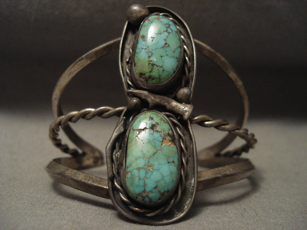 High Grade Old Deposit Royston Turquoise Vintage Navajo Silver Bracelet