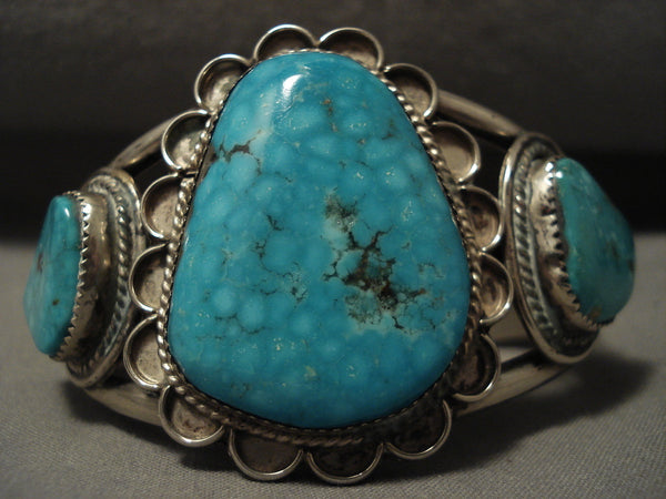 Museum Vintage Navajo Blue Carico Lake Turquoise Silver Bracelet