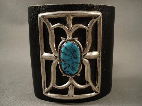 Powerful Vintage Navajo Domed Turquoise Silver Ketoh Bracelet