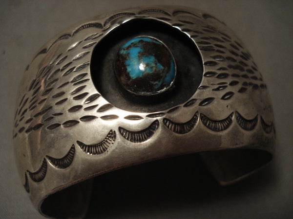 Museum Vintage Navajo 'Natural Domed Bisbee Turquoise' Silver Bracelet Old