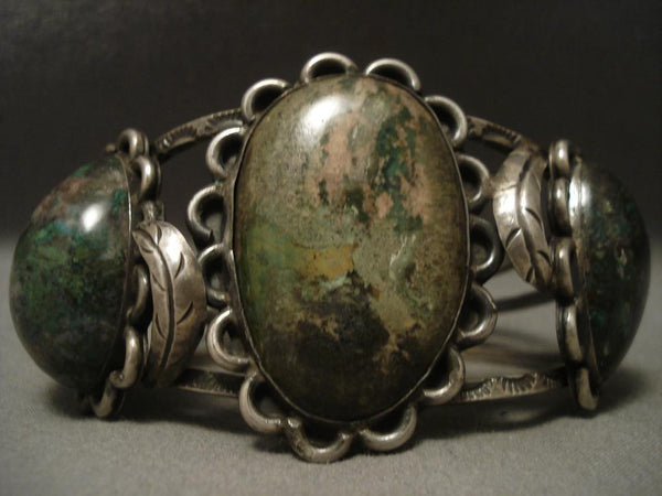 One Of The Finest Vintage Navajo Chrysocolla Silver Bracelet