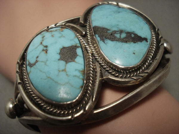 One Of The Largest Vintage Navajo Robin Egg Turquoise Silver Bracelet