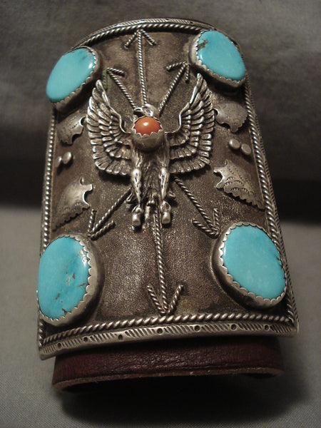 Huge Huge Huge Vintage Navajo 'Eagle' Bisbee Turquoise Silver Ketoh Bracelet
