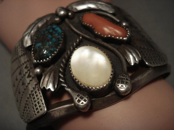 Huge Vintage Navajo Old Bisbee Turquoise Silver Bracelet