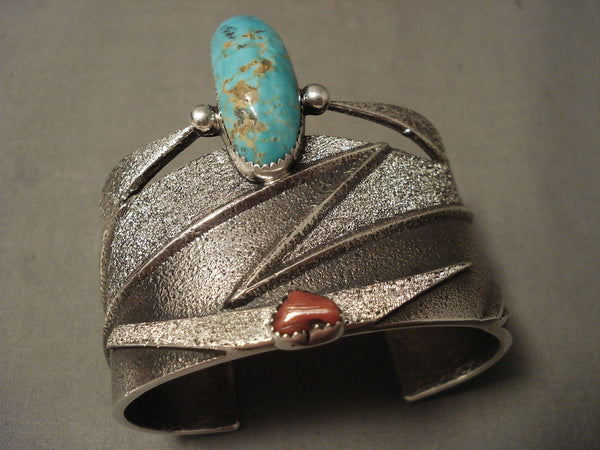 Lightning Bolt Navajo #8 Or Royston Turquoise Silver Bracelet