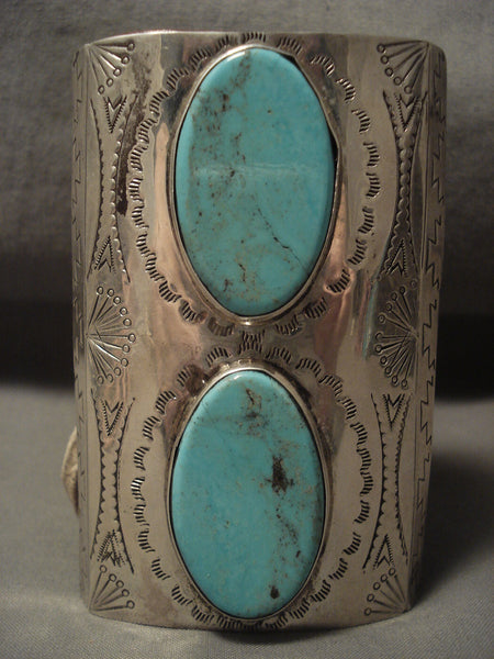 Mind Blowing Vintage Navajo Easter Blue Turquoise Silver Ketoh Bracelet