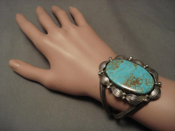 Huge Vintage Navajo Adakai Turquoise Silver Bracelet
