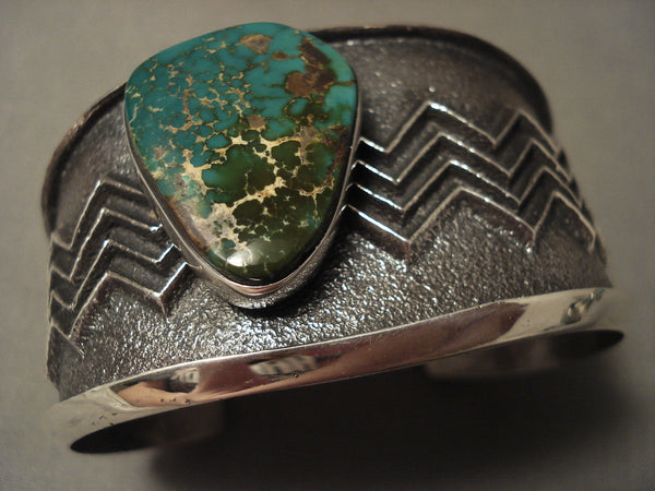One Of The Best Ever Navajo Aaron Anderson Green Turquoise Silver Wave Bracelet