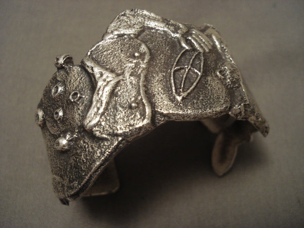 Quality Navajo Mudhead Dance 'Joy Of Life' Silver Bracelet