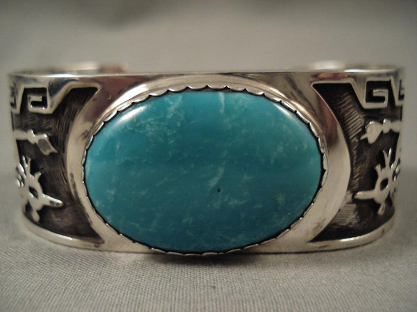 Museum Vintage Hopi Mudhead Ceremonial Turquoise Silver Bracelet