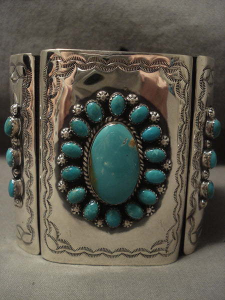 Huge Modernistic Vintage Navajo Turquoise Silver Ketoh Bracelet