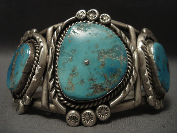 Important Vintage Navajo Turquoise Silver Bracelet