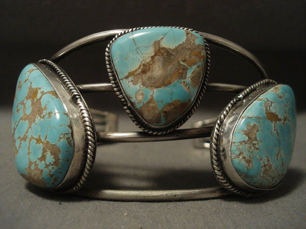 Museum Vintage Navajo 'Huge Chunk #8 Turquoise' Silver Bracelet
