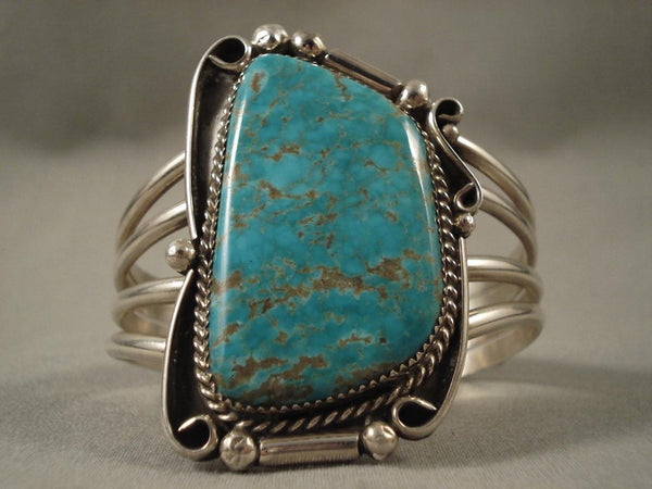 Huge Vintage Navajo #8 Turquoise Silver Bracelet
