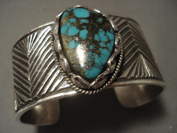 Museum 'Advanced Silver Work' Zig Zag Natural Turquoise Silver Bracelet