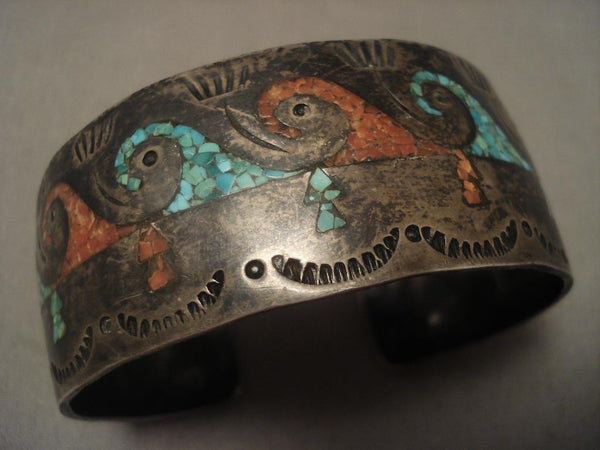 One Of The Best Vintage Singer Family Wave Turquoise Silver Bracelet