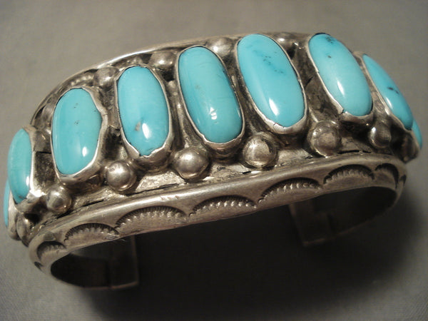 Museum Natural Turquoise Vintage Navajo Silver Bracelet