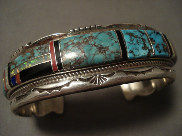 Museum Vintage Navajo Turquoise Coral Silver Bracelet