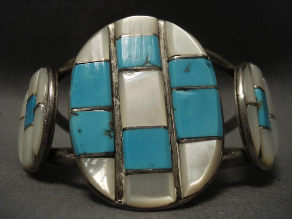Museum Old Navajo checkerboard Turquoise Bracelet