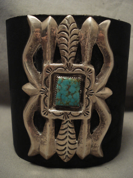 Opulent Vintage Navajo Bowguard Royston Turquoise Silver Bracelet