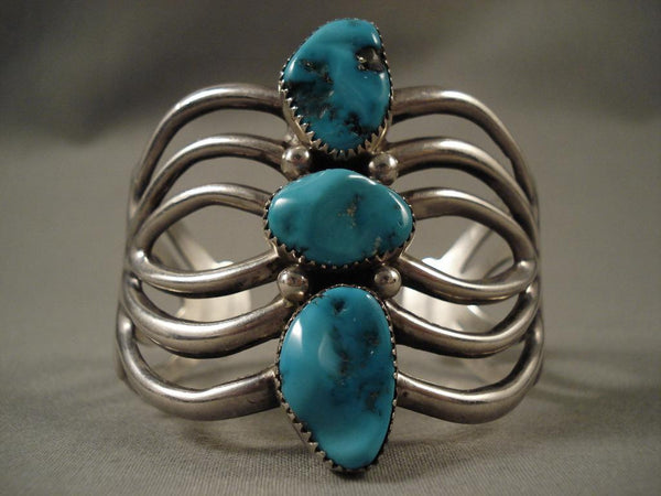 One Of The Most Unique Vintage Navajo Wilson Begay Turquoise Bracelet