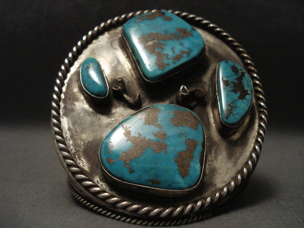 Massive Old Navajo Turquoise Silver Bracelet