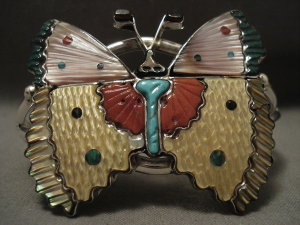 Huge 'Butterfly Love' Intense Hand Carved Butterfly Silver Bracelet