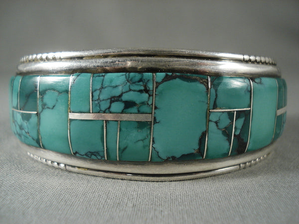 Mosaic Genius Vintage Navajo Green Turquoise Silver Bracelet