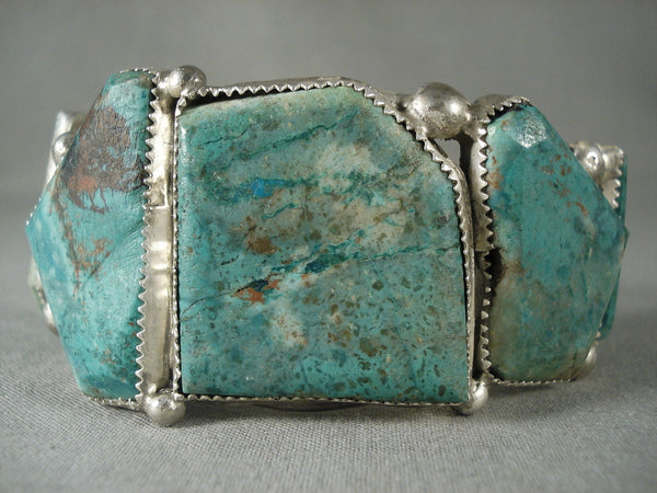 Museum Vintage Navajo Green Turquoise Silver Bracelet