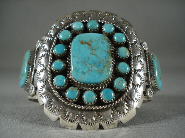 Museum Vintage Navajo 'Turquoise Sun' Silver Bracelet