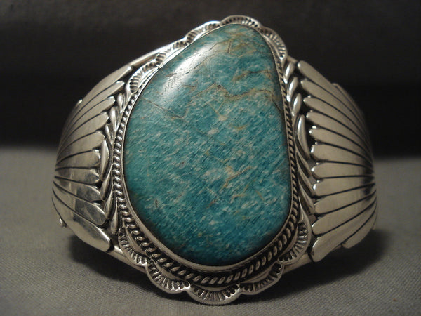 Huge Vintage Navajo 'Protection Flank' Silver Bracelet