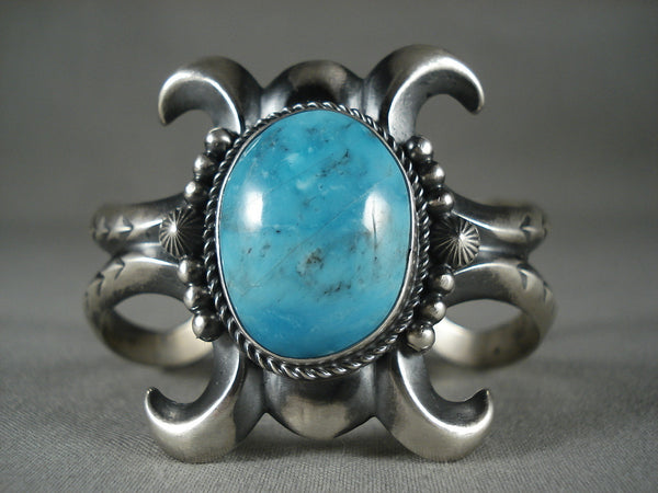 Quality Vintage Navajo 'Deep Blue Turquoise' Silver Bracelet