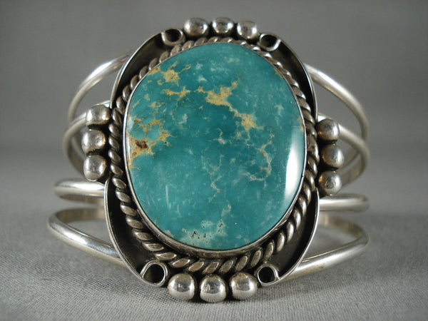 Huge Vintage Navajo 'Domed Turquoise' Silver Bracelet
