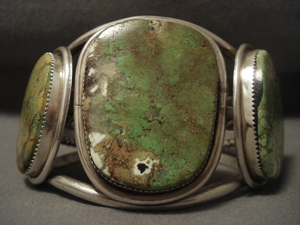 Opulent Vintage Navajo Huge Gaspeite Silver Bracelet