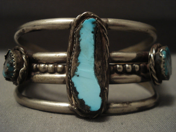 Huge Vintage Navajo 'Bisbee & Royston Turquoise' Silver Bracelet