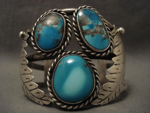 Museum Vintage Navajo 1960's Huge Leaf Turquoise Bracelet