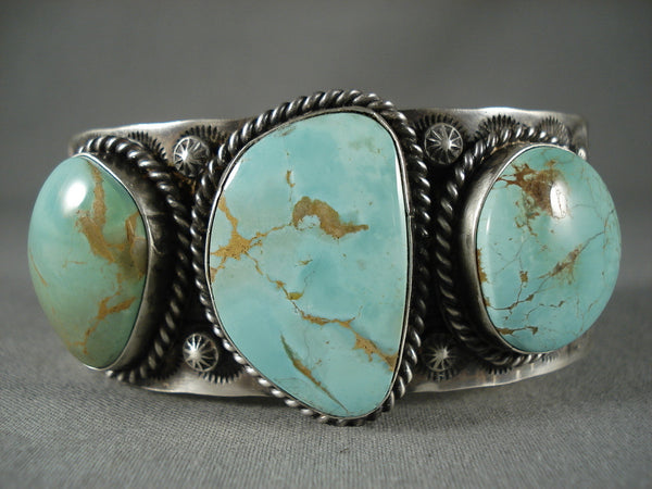 Museum Vintage Navajo Natural Green Turquoise Silver Bracelet