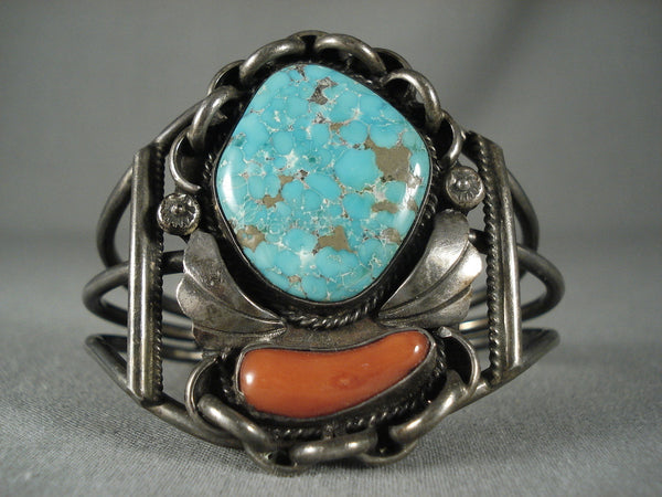 Museum Huge Vintage Navajo #8 Turquoise Silver Bracelet Old