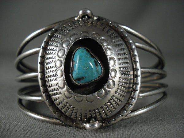 Museum Vintage Navajo 'Silver Shield' Turquoise Bracelet Old